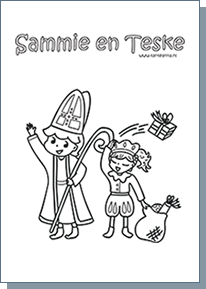 Kleurplaat Sammie en Teske Sinterklaas